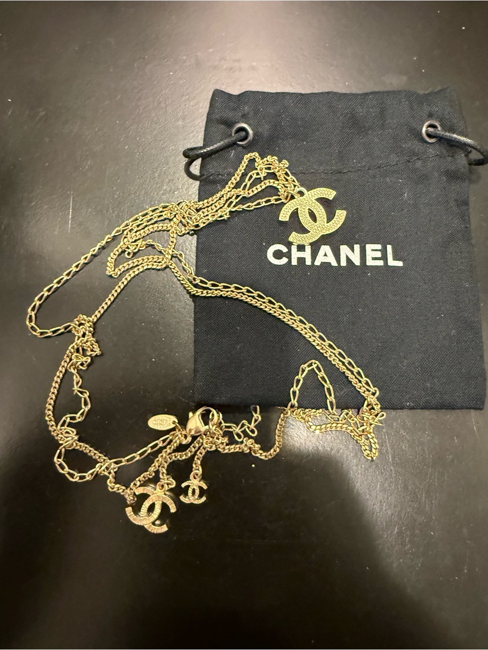 CHANEL Gold-tone Multi CC Charm Necklace